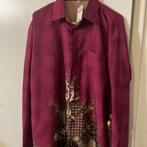 Batik Indo Artistic Shirt. Original graphics.one of a kind. Fully lined. D